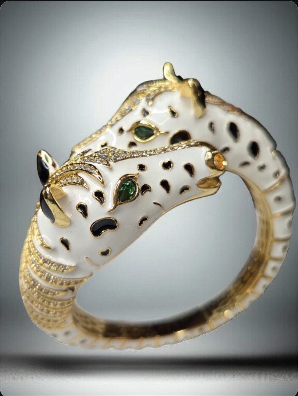 Equestrian Chic Duo Horse Enamel Crystal Bypass Bracelet - Picture 6 of 7